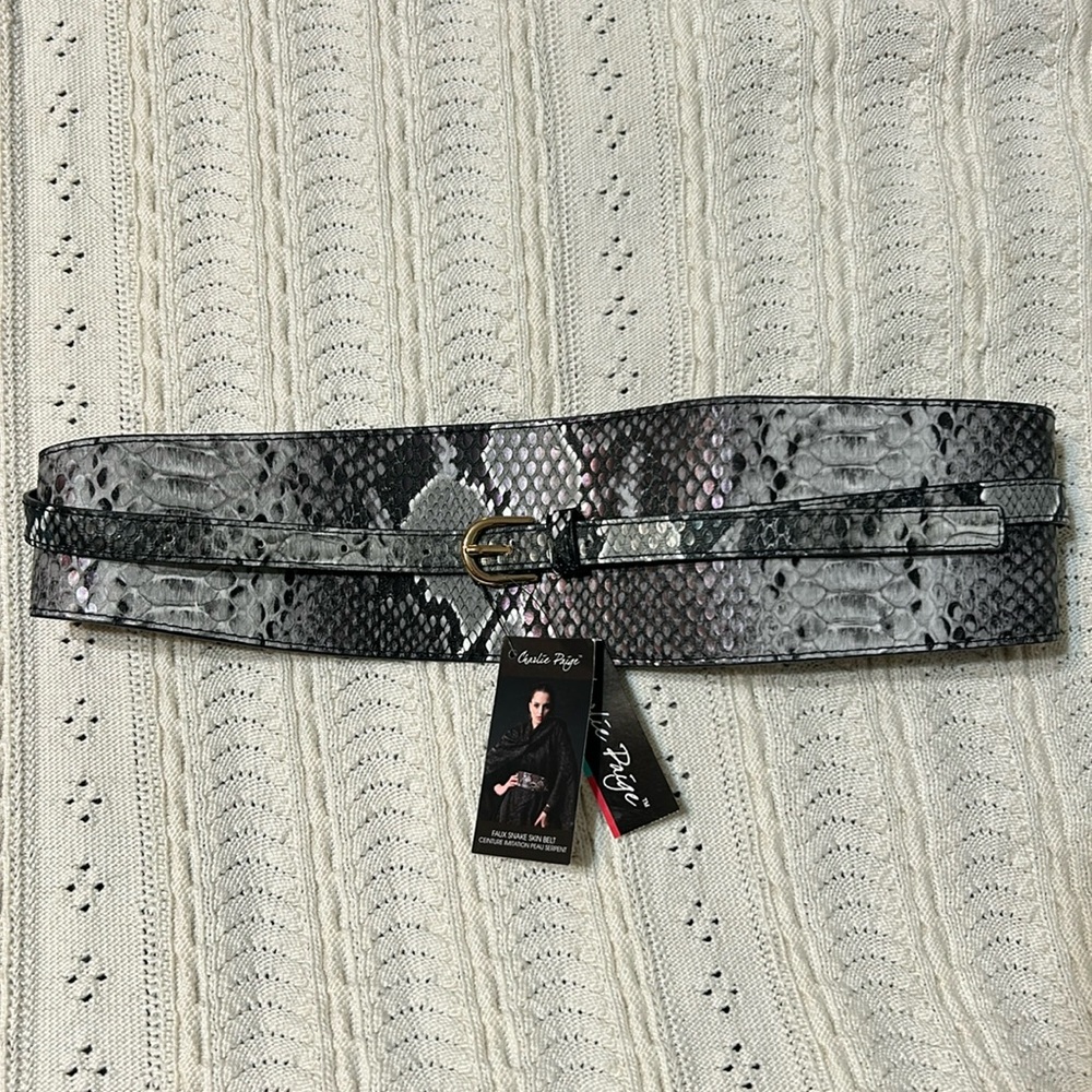 Charlie Paige double wrap faux snakeskin belt